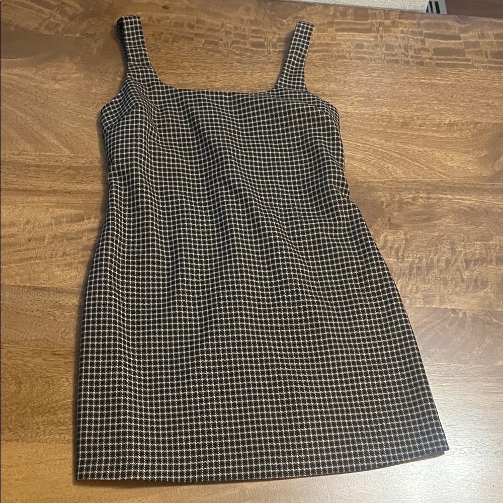 Checkered Brown and cream dress.  Banana Republic.